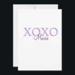 Cartão De Festividades Xoxo dia dos namorados adicione nome roxo pastel m<br><div class="desc">belo design</div>