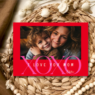 Cartão De Festividades Xoxo, eu te amo Dia de as mães de fotos da mãe