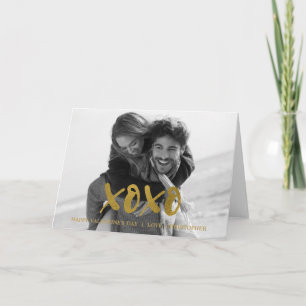 Cartão De Festividades XOXO Gold Foil Valentine's Day Photo Card