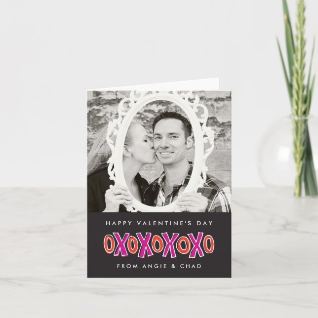 Cartão De Festividades XOXO Valentine's Day Photo Note Card (Frente)