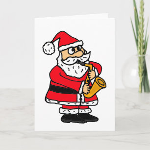 Cartão De Festividades XX- Funny Santa Claus Playing the Saxophone