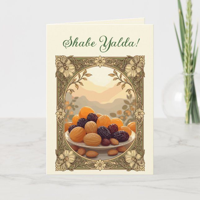 Cartão De Festividades Yalda Chelle Night Dried Fruits and Nuts Art Nouve (Frente)