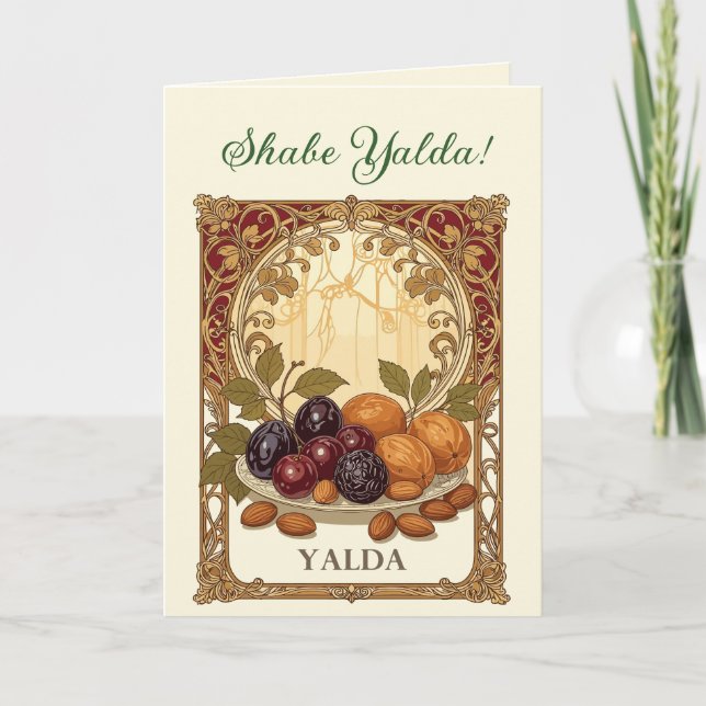 Cartão De Festividades Yalda Chelle Night Winter Solstice Fruits and Nuts (Frente)