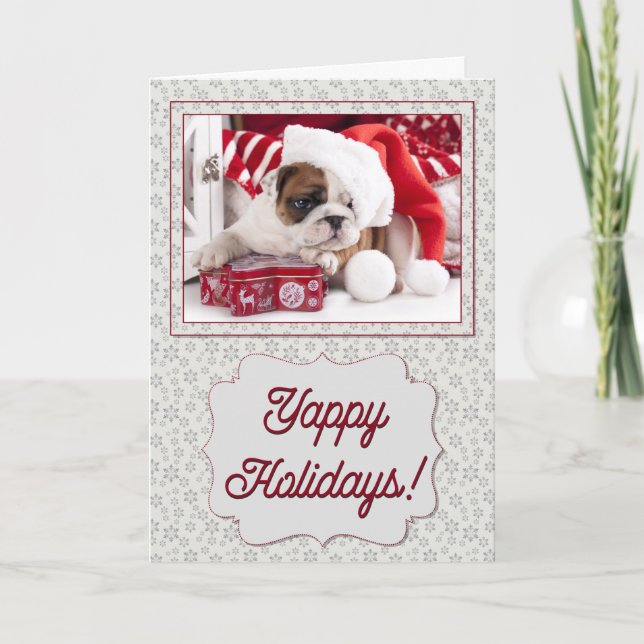 Cartão De Festividades Yappy Holiday Bulldog (Frente)