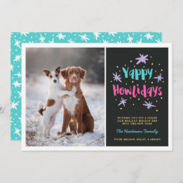 Cartão De Festividades Yappy Howlidays Dog Photo Black