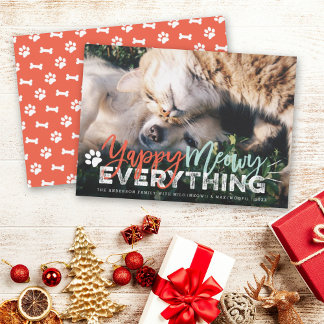 Cartão De Festividades Yappy Meowy All Dog and Cat Pet Lover Foto