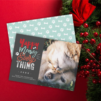 Cartão De Festividades Yappy Meowy All Dog and Cat Pet Lover Foto