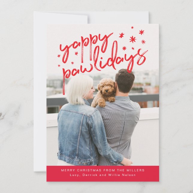 Cartão De Festividades Yappy Pawlidays Foto de Natal para Cães (Frente)