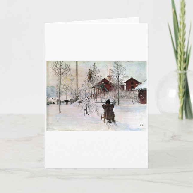 Cartão De Festividades Yard e Wash-House, Carl Larsson (Frente)