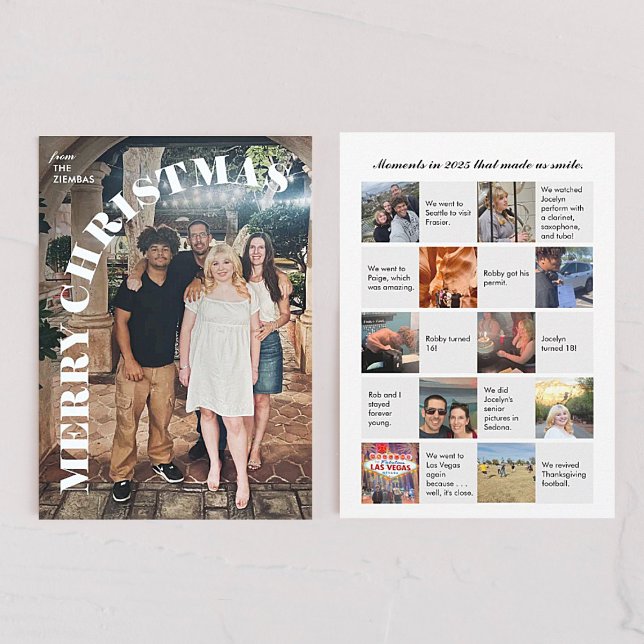 Cartão De Festividades Year in Review What a Year Photo Collage Christmas (Criador carregado)