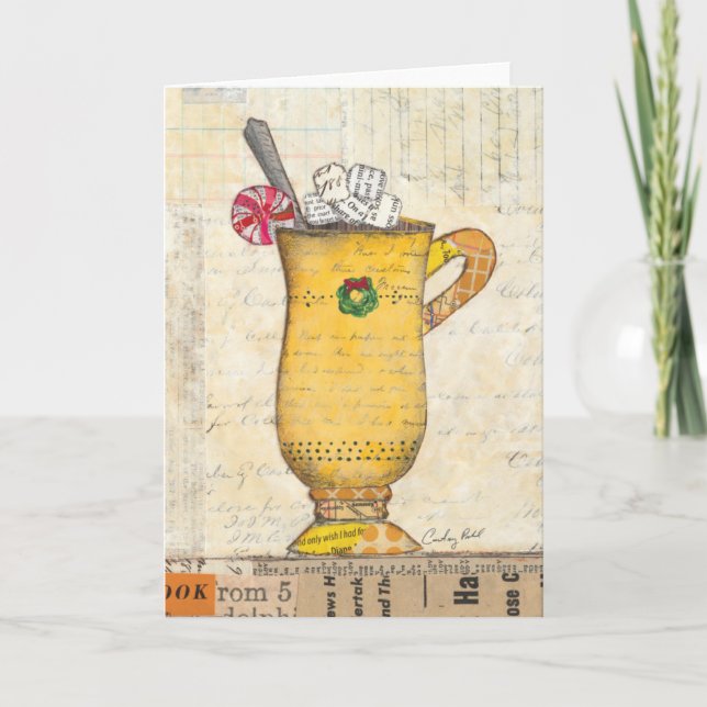 Cartão De Festividades Yellow Holiday Cup (Frente)