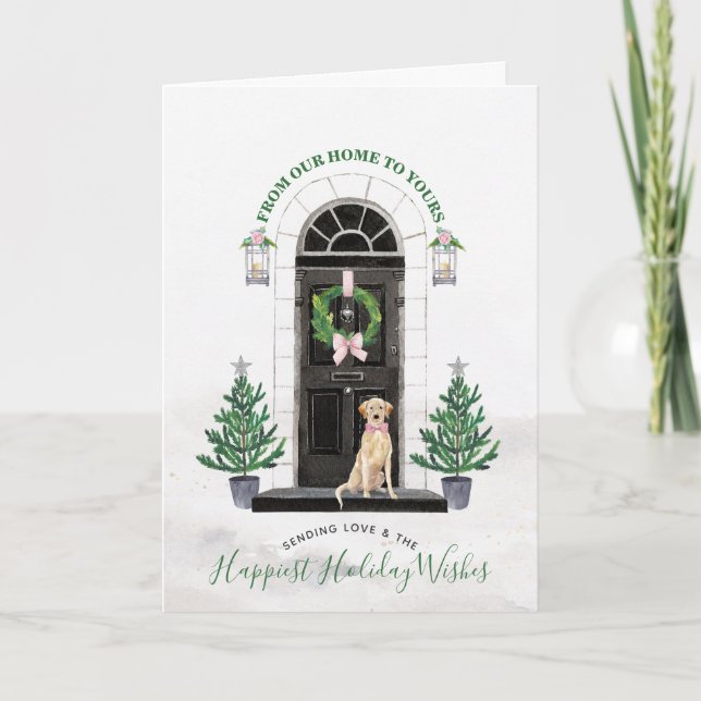 Cartão De Festividades Yellow Lab Labrador Retriever Holiday Card (Frente)