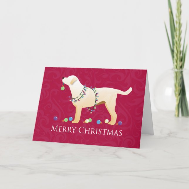 Cartão De Festividades Yellow Labrador Retriever Merry Christmas Design (Frente)
