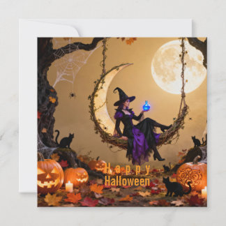 Cartão De Festividades Yellow Magic Sorcery Halloween Family