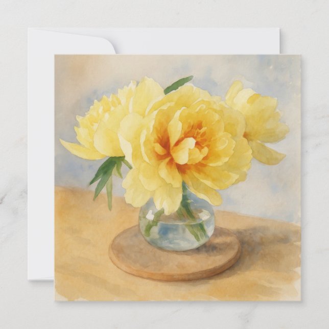Cartão De Festividades Yellow Peonies  - Greeting Card (Frente)