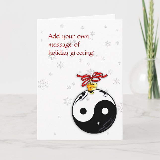 Cartão De Festividades Yin & Yang and Snowflakes Card (Frente)