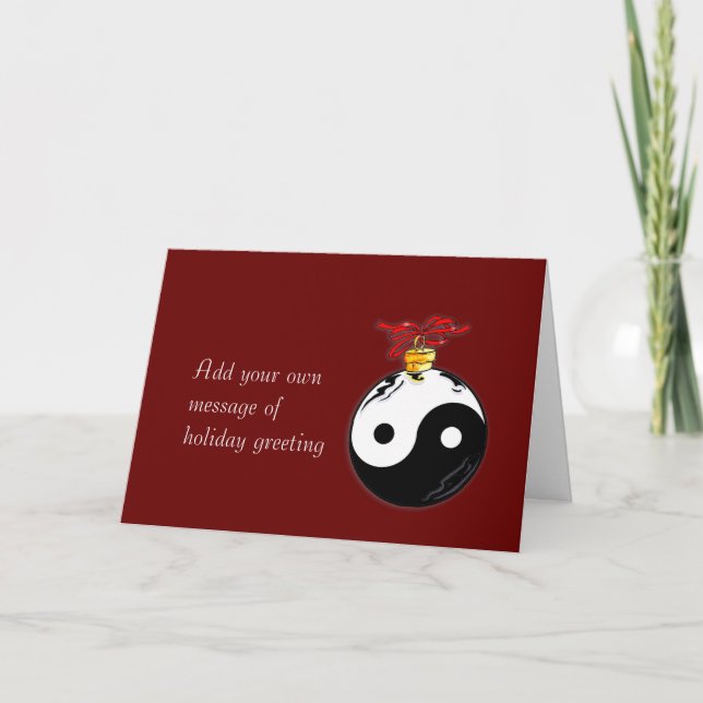 Cartão De Festividades Yin & Yang Christmas Ornament Card (Frente)