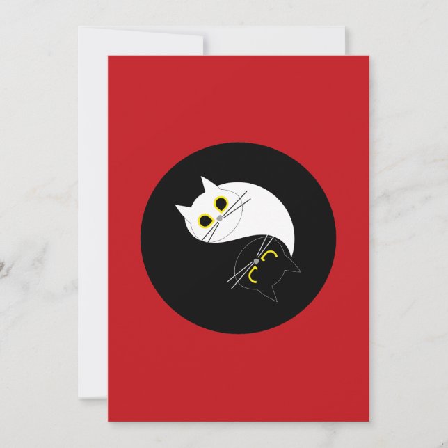 Cartão De Festividades YIN YANG Zen Cat Greeting Card (Frente)