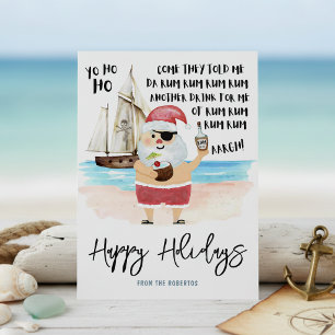 Cartão De Festividades Yo Ho Ho Papai Noel Pirata Praia Natal