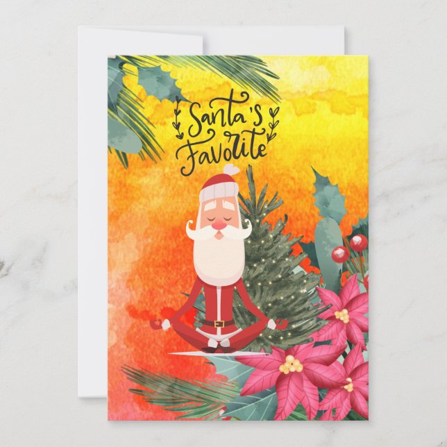 Cartão De Festividades Yoga Christmas Papai Noel posiciona Natal (Frente)