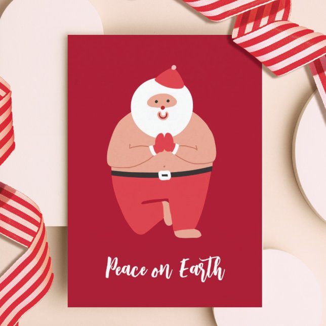 Cartão De Festividades Yoga Peace on Earth Papais noeis Holiday Card (Criador carregado)