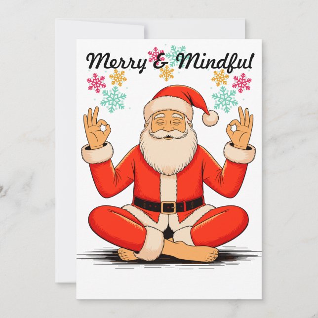 Cartão De Festividades Yoga Santa Flat Holiday Card (Frente)