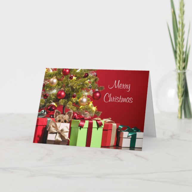 Cartão De Festividades Yorkie Christmas (Frente)