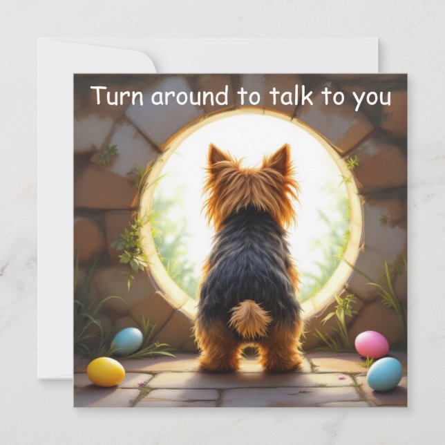 Cartão De Festividades Yorkshire Terrier dog - com Nome da Família (Frente)