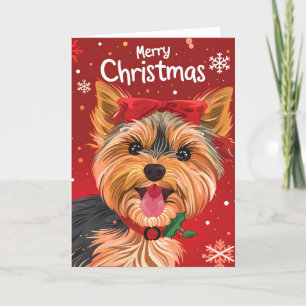 Cartão De Festividades Yorkshire Terrier Natal