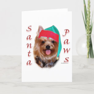 Cartão De Festividades Yorkshire Terrier Papais noeis Paws