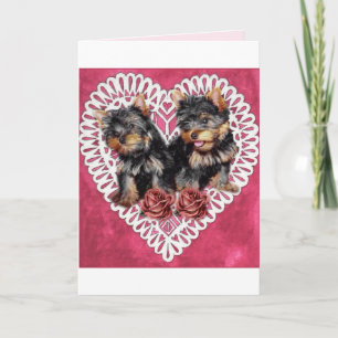 Cartão De Festividades Yorkshire Terrier Puppies Dias de os namorados