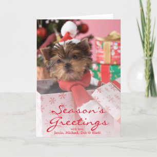 Cartão De Festividades Yorkshire Terrier Puppy and Christmas 2