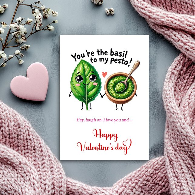Cartão De Festividades You are the basil to my pesto Funny Valentine's (You are the basil to my pesto Funny Valentine's Holiday Card )