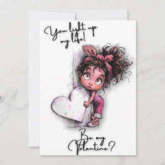 Cartão De Festividades "You Light Up My Heart"  Cute Girl Valentine  Card