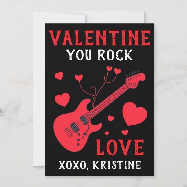 Cartão De Festividades You Rock Electric Guitar Kids Valentines Day Note (Frente)