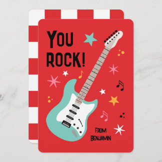 Cartão De Festividades You rock guitar classroom valentine's day card