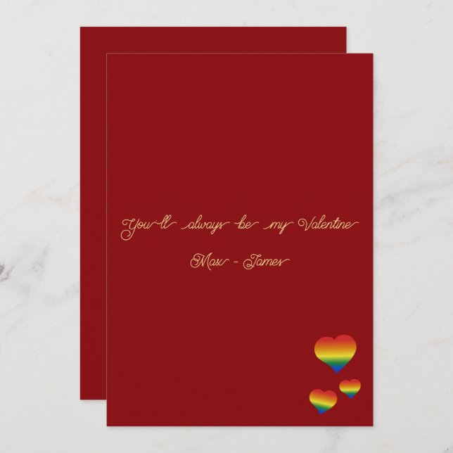 Cartão De Festividades You'll Always Be My Valentine LGBT Heart Flag Flat (Frente/Verso)