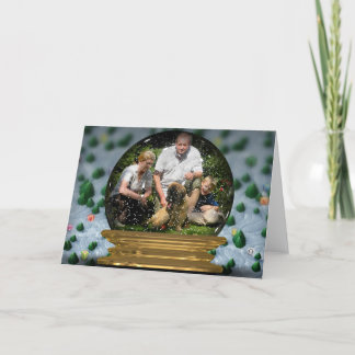 Cartão De Festividades Your own photo in a Snowglobe Frame! -