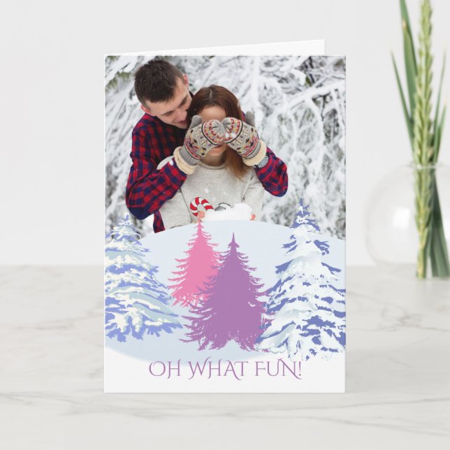 Cartão De Festividades Your Photo Christmas Modern Trees (Frente)