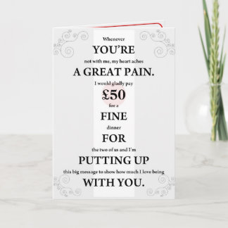 Cartão De Festividades "You're a Great Pain" Funny Valentine's Card