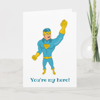Cartão De Festividades You're my hero cartoon custom thank you card
