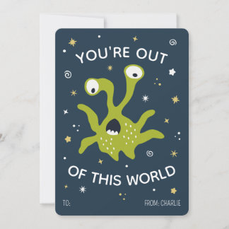 Cartão De Festividades You're out of this world classroom valentines card