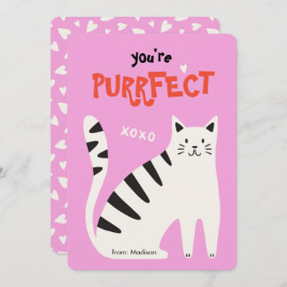 Cartão De Festividades You're purrfect cat classroom valentine's day card