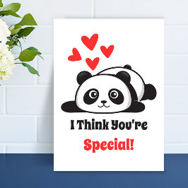 Cartão De Festividades You're Special Cute Panda red hearts Printable 