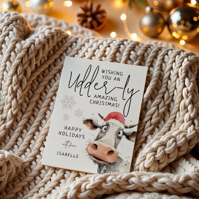 Cartão De Festividades You're Udder-ly Amazing | Fun Christmas (Criador carregado)