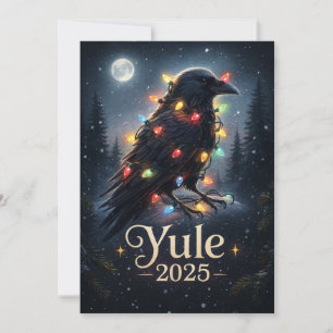 Cartão De Festividades Yule 2025 corvo preto