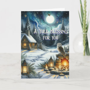 Cartão De Festividades Yule Bessings Sob A Lua Solstício