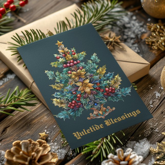 Cartão De Festividades Yule Blessings Winter Solstice Holiday Card (Criador carregado)