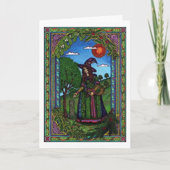 Cartão De Festividades Yule, evergreen two (Frente)