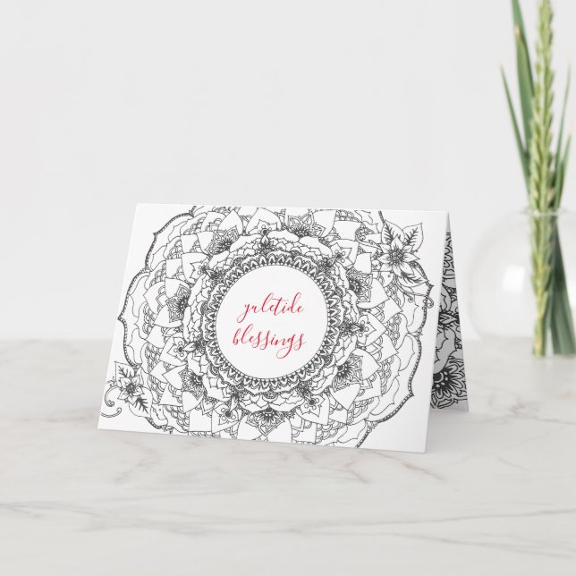 Cartão De Festividades Yule Mandala Holiday Card (Frente)